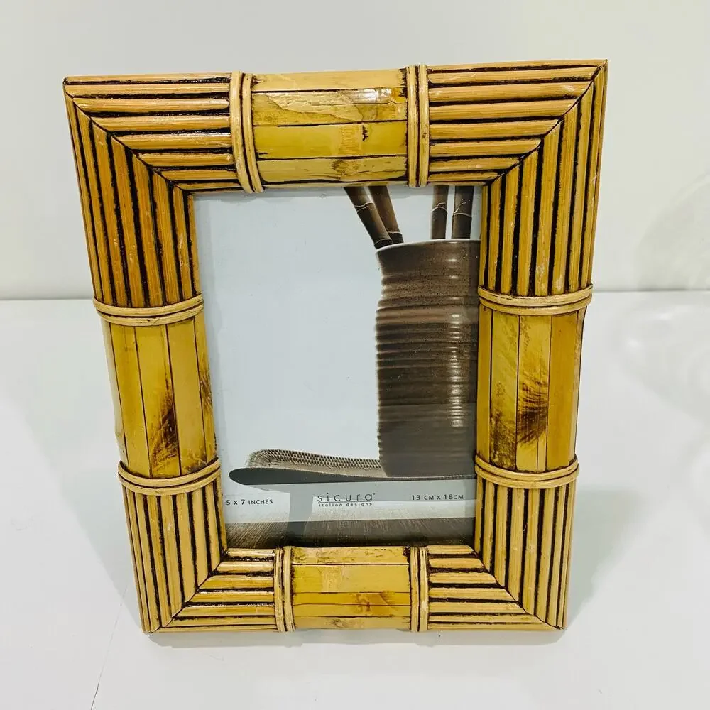 Sicura picture photo frame stands tabletop style faux bamboo light wood 5